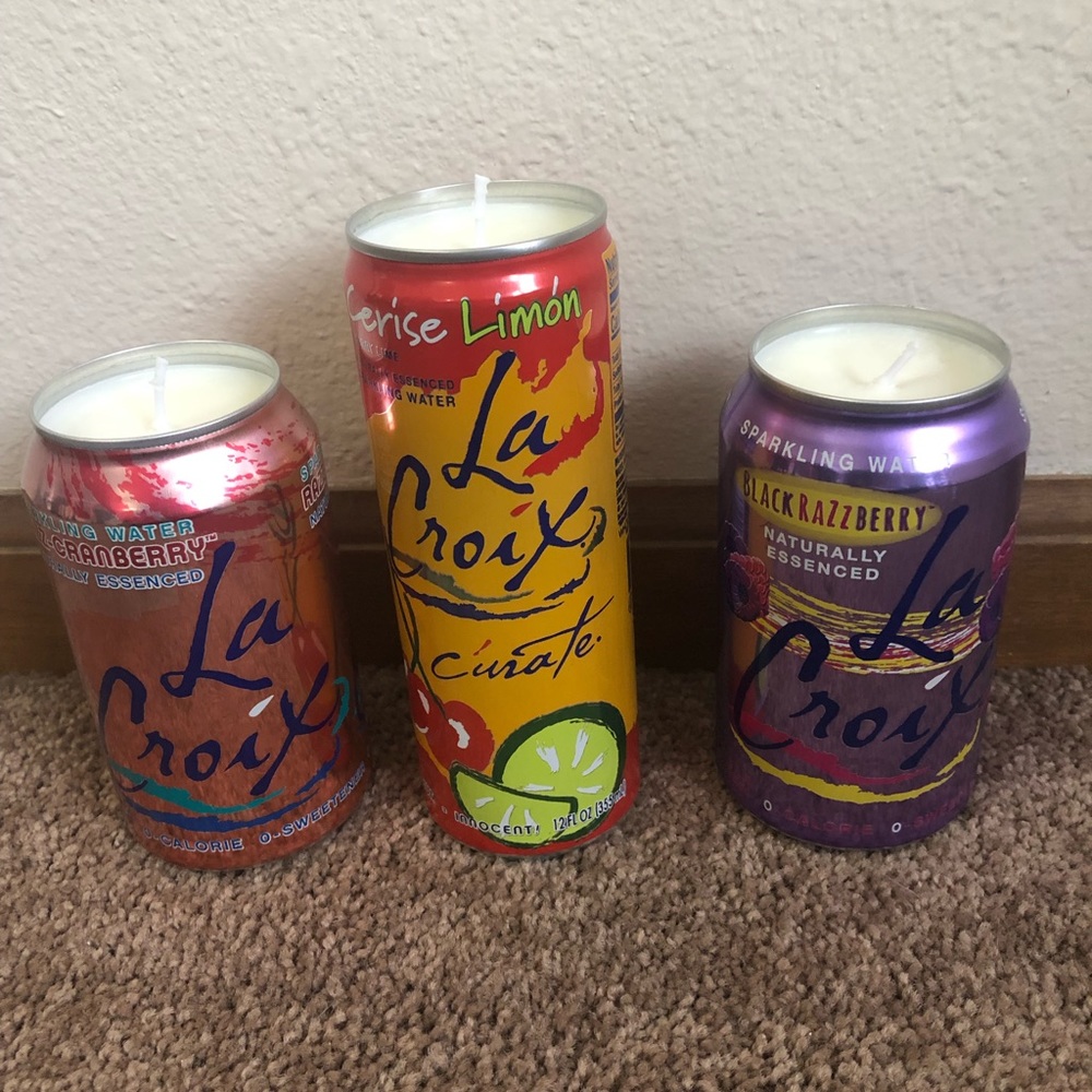 La Croix sparkling water candles Razz-Cranberry Cherry Lime & Black Razzberry
